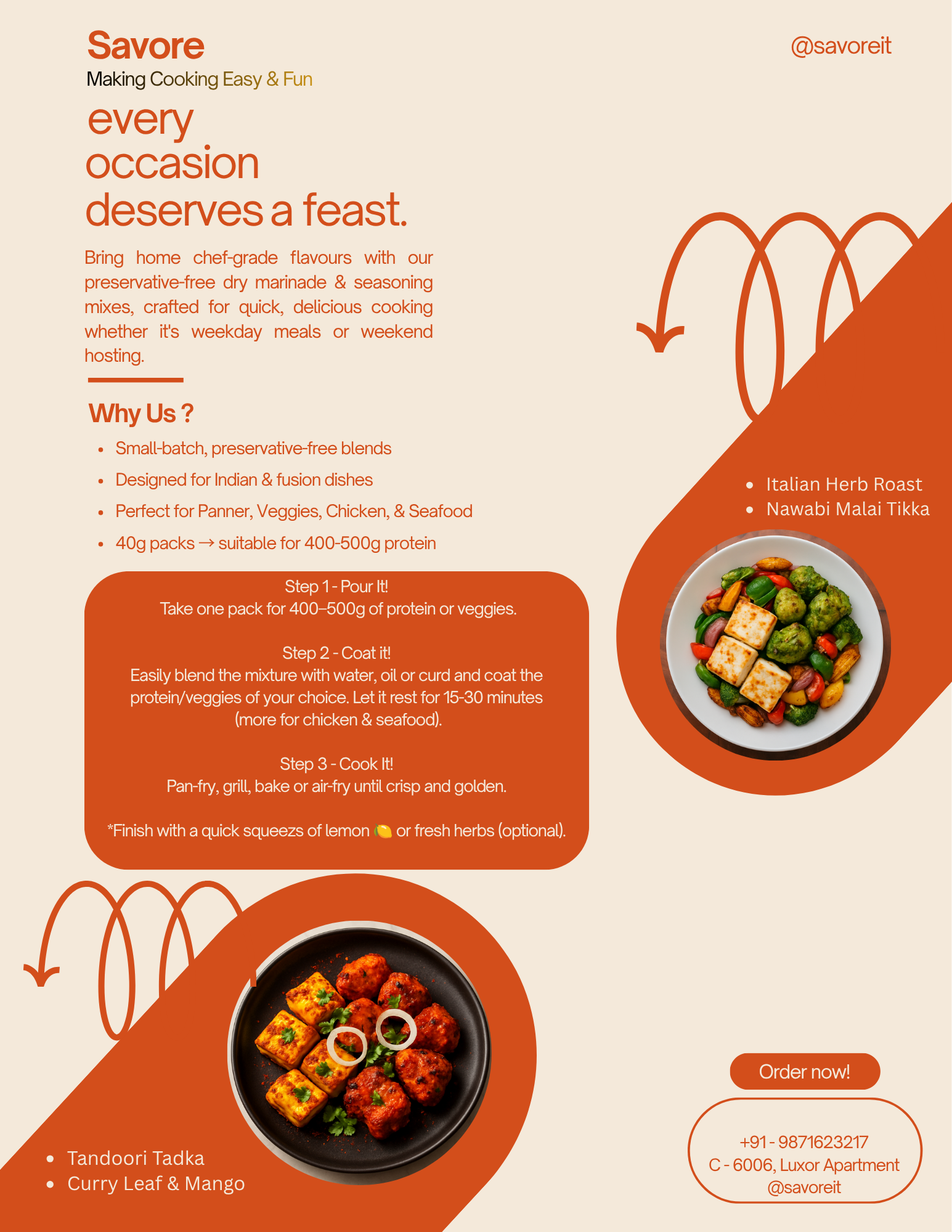 Savore prepared food and flavour usage poster